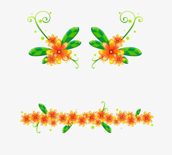 橙色花分割线png免抠素材_88icon https://88icon.com 分割线 橙色花 花卉 花藤