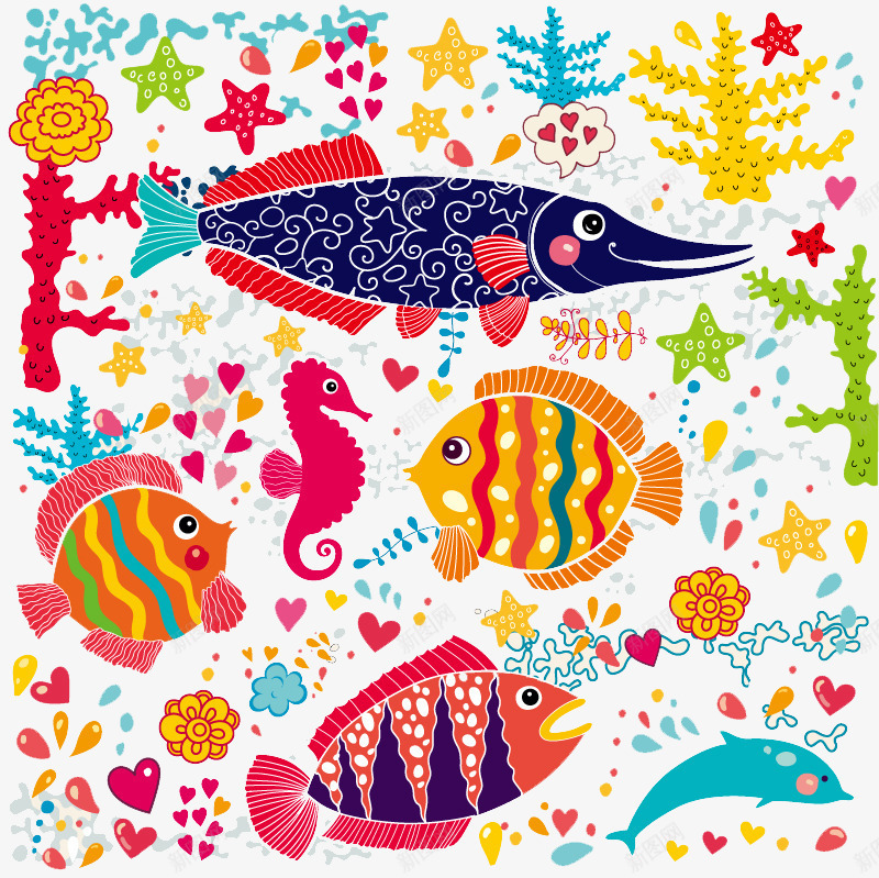 卡通海底世界鱼类背景png免抠素材_88icon https://88icon.com 海底 海洋 海马 珊瑚 鱼类免费png图片 鱼类免费矢量素材