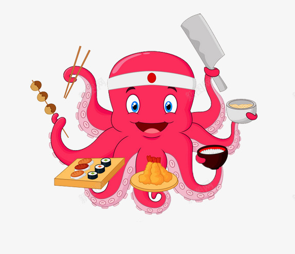 爱做饭的八爪鱼片png免抠素材_88icon https://88icon.com 八爪鱼图片 创意八爪鱼图片 手绘八爪鱼图片 海洋生物 红色的章鱼图片