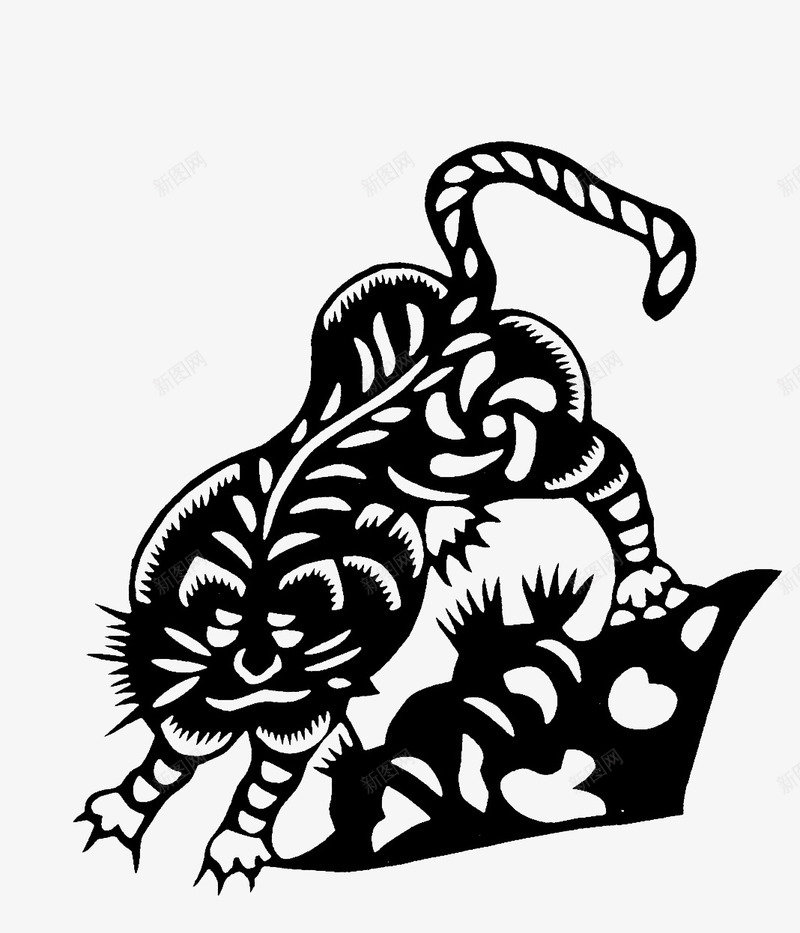 老虎剪纸png免抠素材_88icon https://88icon.com 中国风剪纸免抠 传统剪花免抠 剪纸动物免抠 印花装饰图案 纸老虎 纹身图案免抠