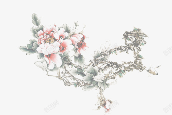 中国风花鸟png免抠素材_88icon https://88icon.com 中国元素 中国风素材 国画 水墨 水墨风格