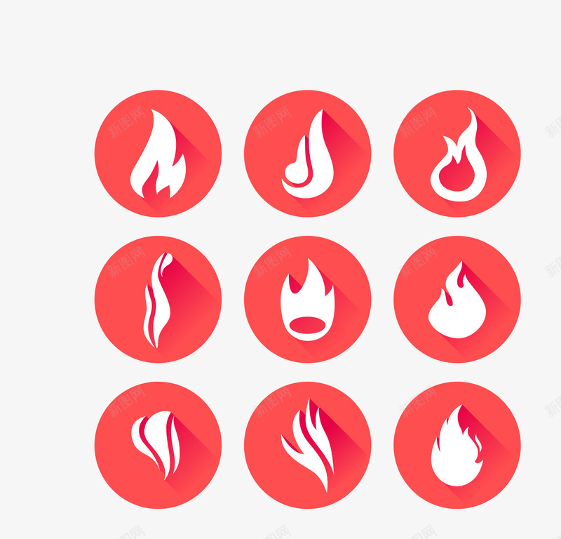 红色九款火焰红底png免抠素材_88icon https://88icon.com 火焰 火焰素材 矢量火焰 红底 红色九款