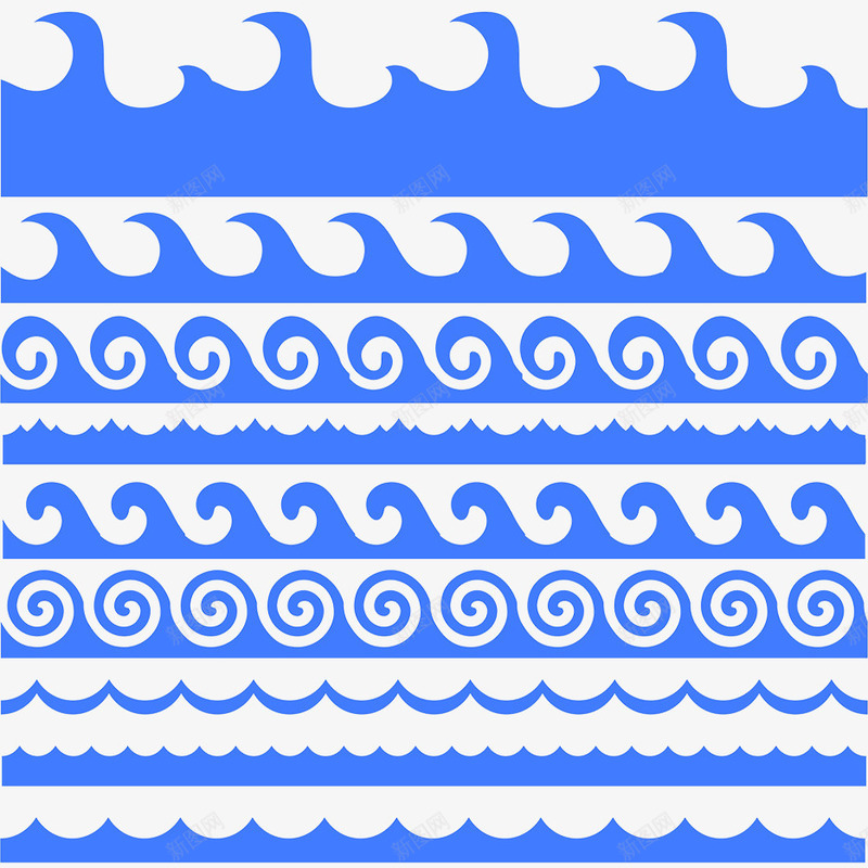 海洋海浪花纹png免抠素材_88icon https://88icon.com 一排浪花 浪花风格纹样 海洋纹理 矢量海洋纹理 矢量海洋花纹 矢量纹样 蓝色海浪