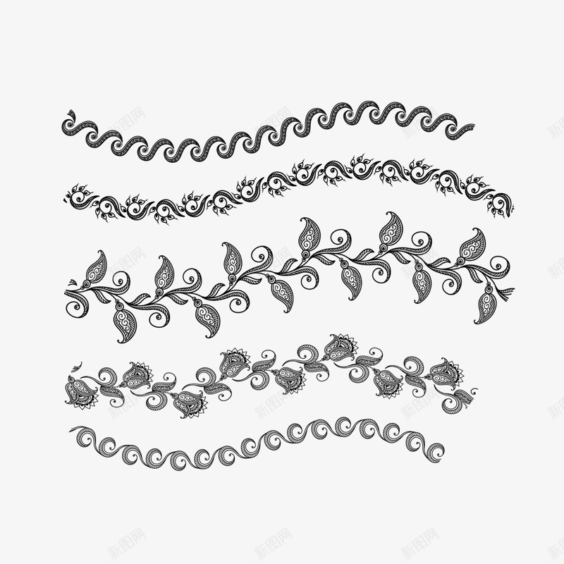 PS花卉边框笔刷png免抠素材_88icon https://88icon.com 工具 效果 画图 花纹