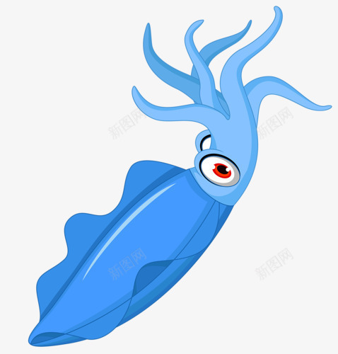 卡通蓝色乌贼png免抠素材_88icon https://88icon.com 乌贼 卡通 海洋生物 蓝色