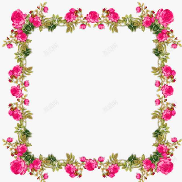 粉色清新花藤边框纹理png免抠素材_88icon https://88icon.com 免抠PNG 清新 粉色 花藤 边框纹理