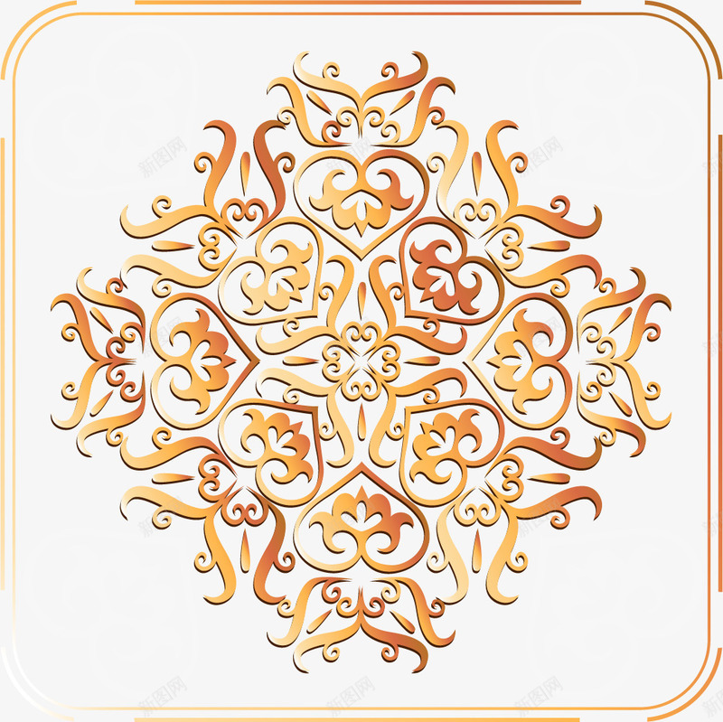渐变欧式复古花纹png免抠素材_88icon https://88icon.com 复古花藤 欧式花藤 浪漫花纹 渐变色边框