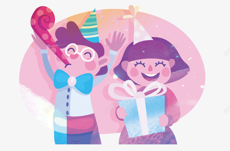 过生日的人png免抠素材_88icon https://88icon.com 女孩 庆祝 开心 愉悦 男孩 礼帽 礼物 蝴蝶结