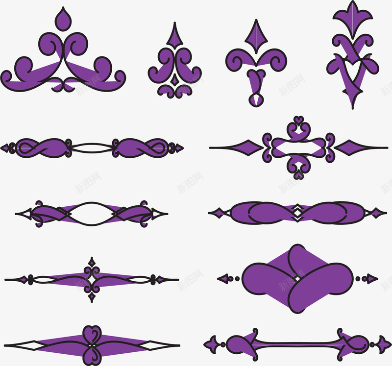 紫色欧式花藤分隔栏png免抠素材_88icon https://88icon.com 分隔栏 标题栏 欧式花藤 矢量素材 紫色分隔符