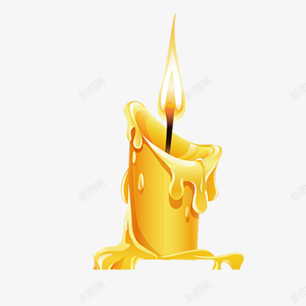 黄色点燃的蜡烛元素png免抠素材_88icon https://88icon.com 创意 扁平化 水滴 液体 火焰 点燃 艺术 黄色