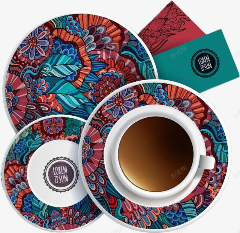 彩色底纹茶杯png免抠素材_88icon https://88icon.com 瓷器 瓷杯 绚丽 色彩