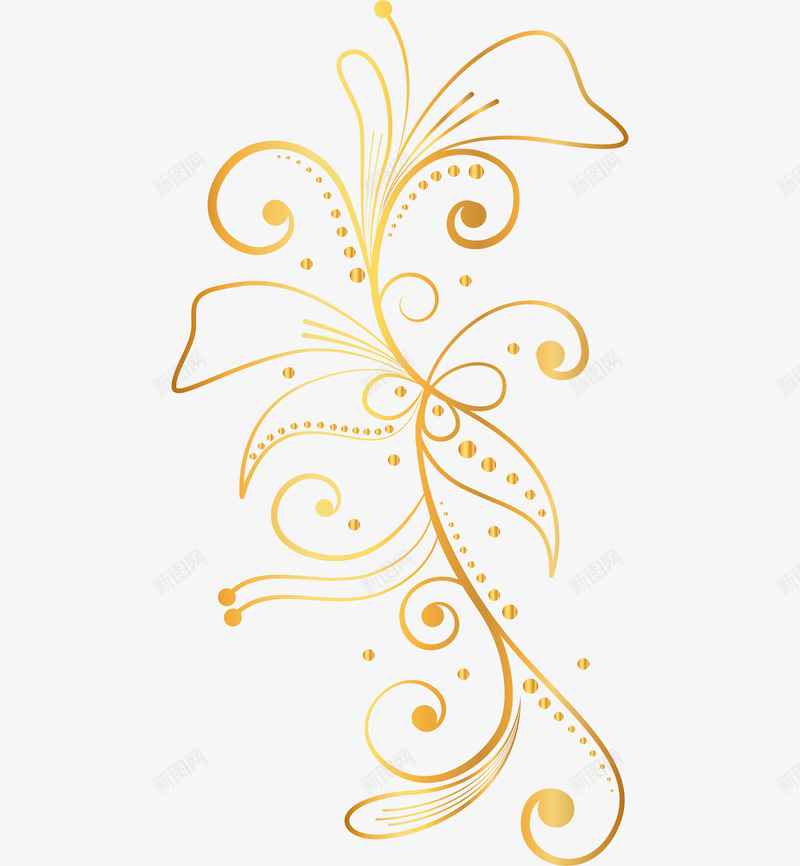 金色创意装饰花纹png免抠素材_88icon https://88icon.com 叶子 手绘 简笔 花朵 花纹 藤条 装饰 边框
