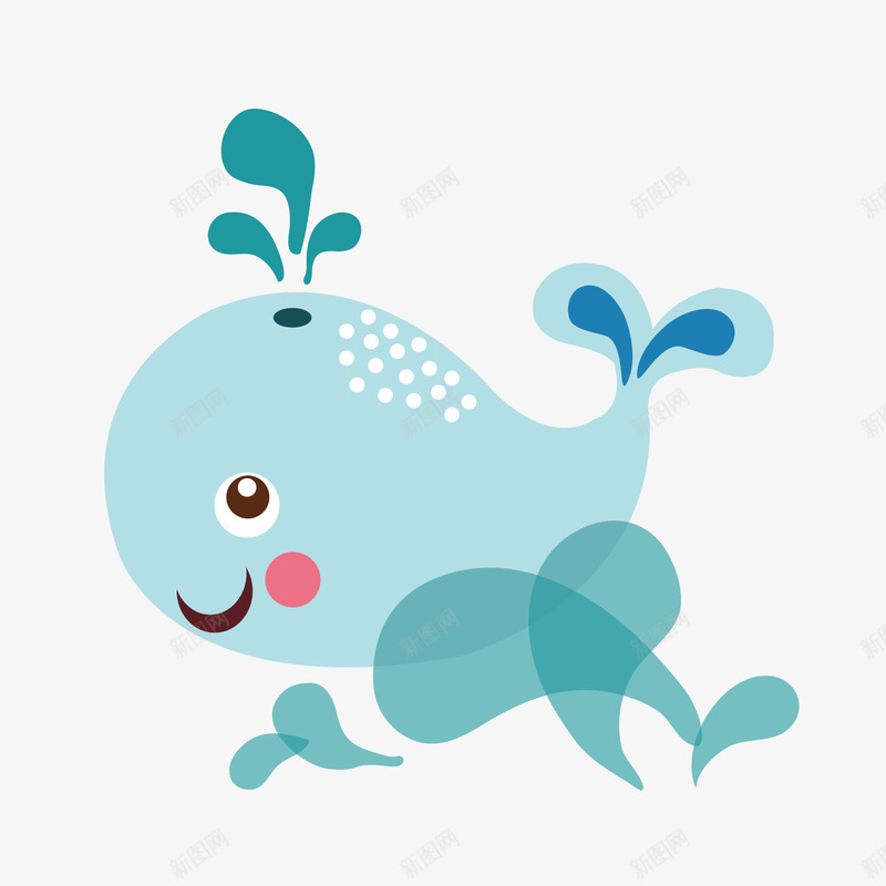 可爱的蓝色鲸鱼矢量图ai免抠素材_88icon https://88icon.com 微笑 海洋 生物 蓝色 鲸鱼 矢量图