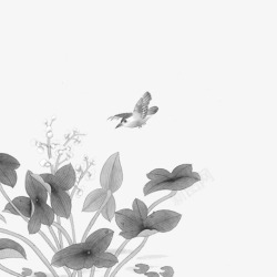 水墨花鸟png图片下载 水墨花鸟素材