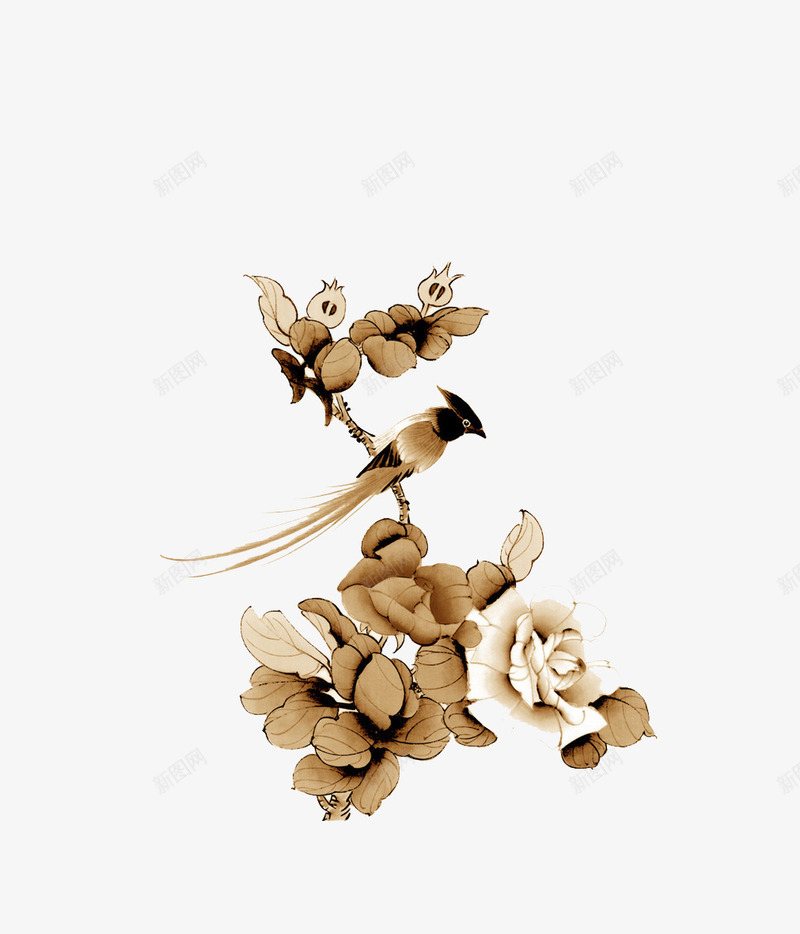 花鸟印花png免抠素材_88icon https://88icon.com 中国风 印花 服装 花鸟