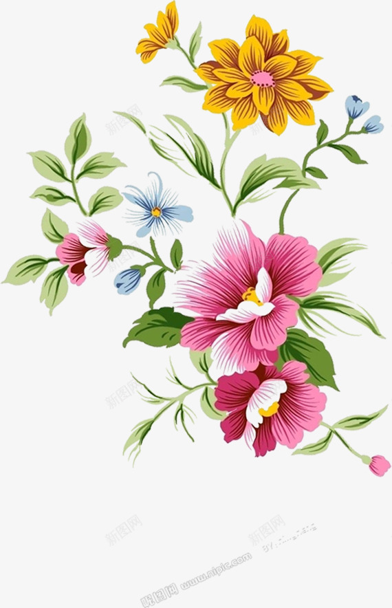 春天粉黄色水彩花朵藤蔓png免抠素材_88icon https://88icon.com 春天 水彩 粉黄 花朵 藤蔓
