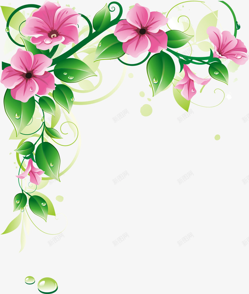 粉色唯美手绘卡通花朵花藤png免抠素材_88icon https://88icon.com 卡通 粉色 花朵