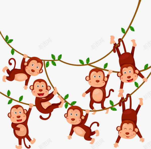 荡秋千的小猴子png免抠素材_88icon https://88icon.com 小猴子 水彩 绿叶 荡秋千 藤蔓