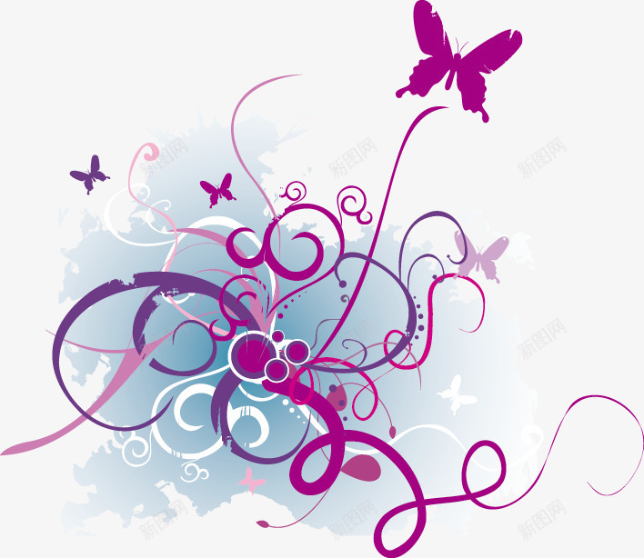 藤蔓花纹png免抠素材_88icon https://88icon.com 杂乱花纹 潮流花纹 矢量花纹 纹蝴蝶 缠绕花纹 藤蔓花纹 蝴蝶 装饰