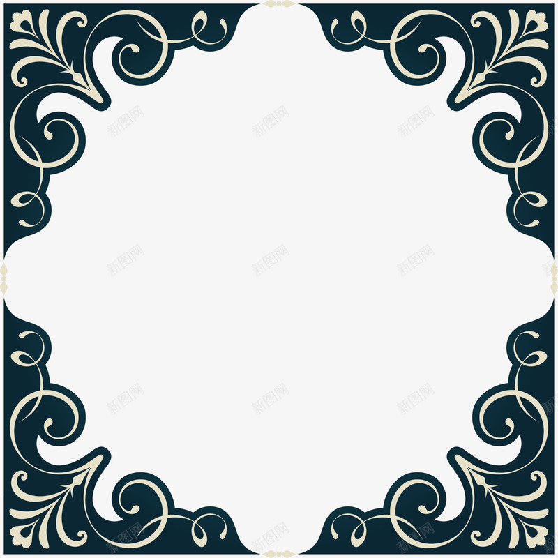 蓝色花藤框架png免抠素材_88icon https://88icon.com 枝条 植物树藤 花藤 蓝色框架 藤蔓 边框纹理