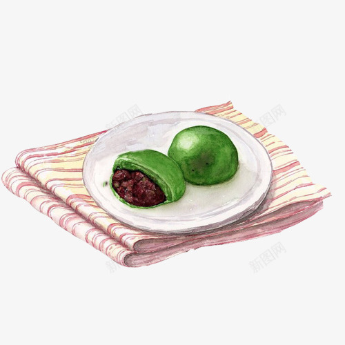 青稞圆子手绘画片png免抠素材_88icon https://88icon.com 丸子 小吃美食 水彩画 青稞 青色