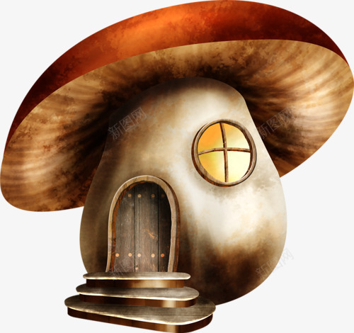 卡通手绘蘑菇屋png免抠素材_88icon https://88icon.com 卡通 房子 绘画 蘑菇