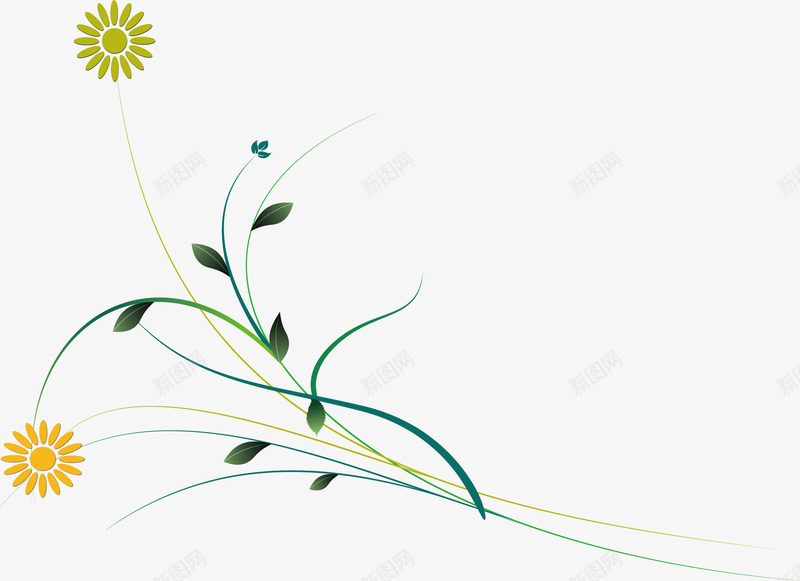 藤条花纹矢量图ai免抠素材_88icon https://88icon.com 卡通 叶子 线条 绿色 花纹 藤条 装饰 矢量图