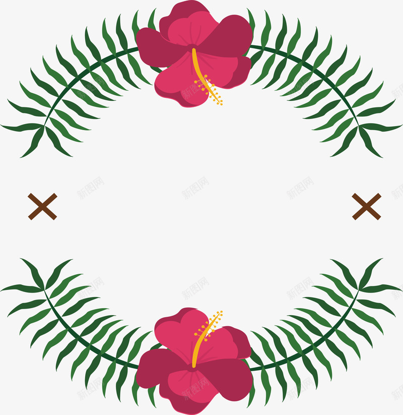 枚红色花朵夏日边框png免抠素材_88icon https://88icon.com 夏日标题框 夏日花朵 夏日边框 玫红花朵 矢量png 花藤边框