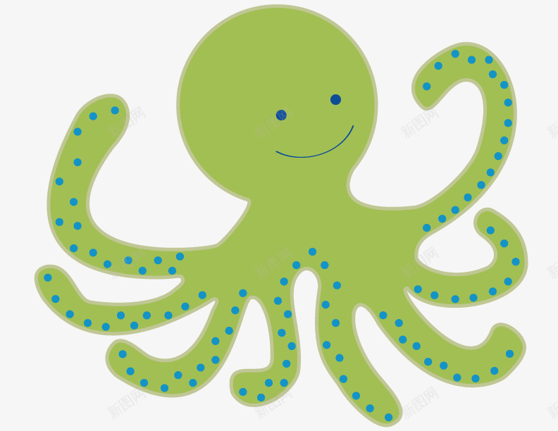 绿色卡通章鱼png免抠素材_88icon https://88icon.com 保罗 八爪鱼 墨鱼 海洋生物