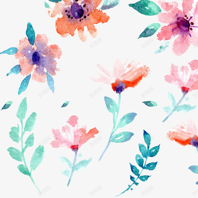 水彩绘春季花朵海报背景png免抠素材_88icon https://88icon.com 彩色 手绘 春季 植物 海报背景 花卉 装饰背景