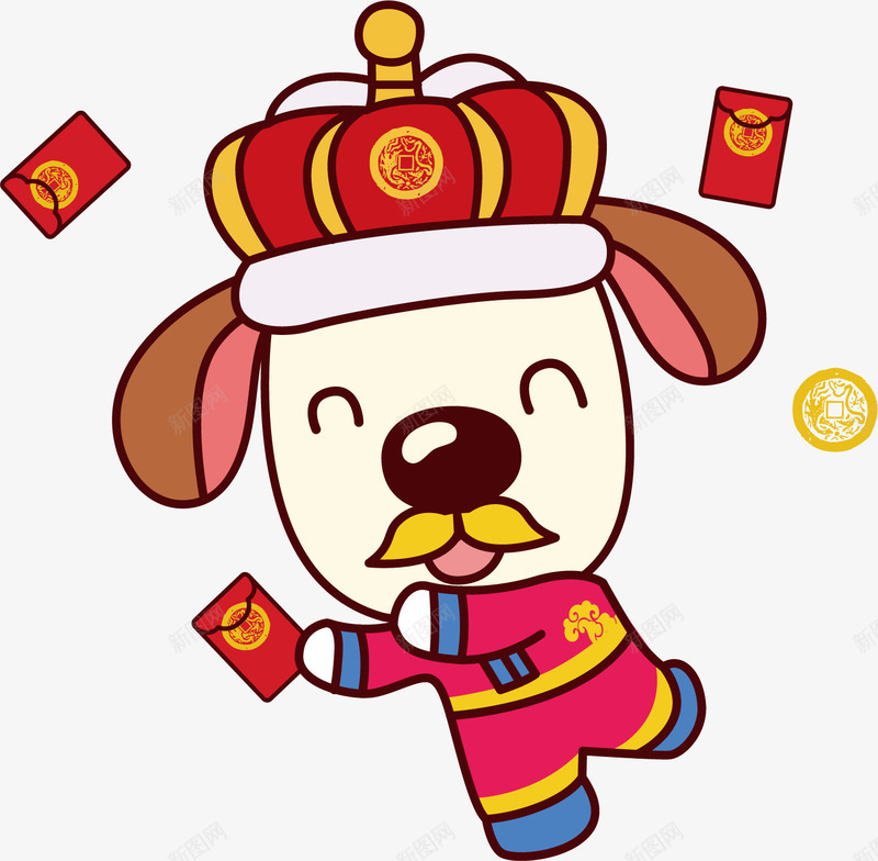 卡通新春快乐狗png免抠素材_88icon https://88icon.com 一只小狗 卡通小狗 平面 手绘 新春小狗 皇冠小狗