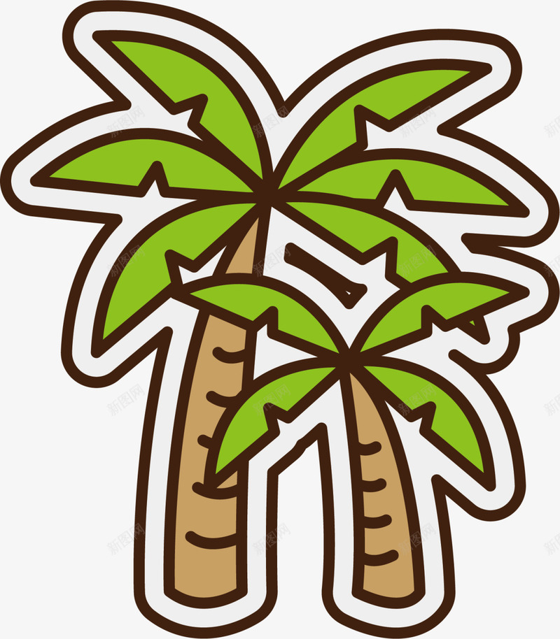绿色卡通海岛椰树png免抠素材_88icon https://88icon.com 卡通椰树 大海 树木 椰树贴纸 海岛 绿色椰树