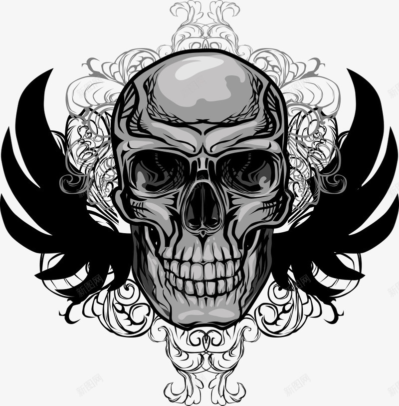 黑色骷髅印花png免抠素材_88icon https://88icon.com T恤印花 T恤印花图案 印花图案 服装印花 服装印花设计 矢量印花 黑色骷髅