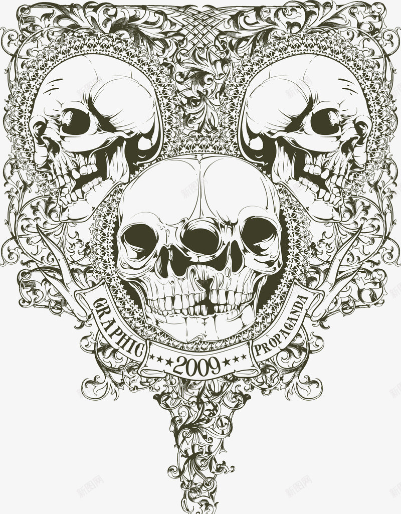 三个骷髅psd免抠素材_88icon https://88icon.com T恤印花 印花 印花图案 服装印花 骷髅 骷髅印花
