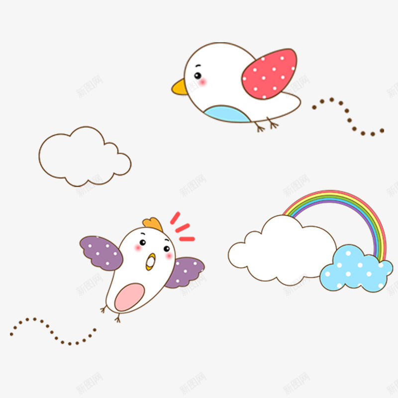 小鸟云朵儿童绘画png免抠素材_88icon https://88icon.com 云朵 儿童 小鸟 彩虹 飞翔