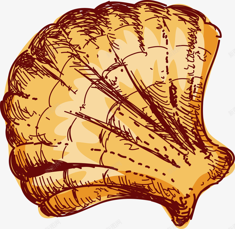 复古手绘扇贝贝壳png免抠素材_88icon https://88icon.com 扇贝 手绘 海洋生物 海鲜 矢量图案 贝壳