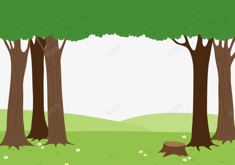 绿色树林植物png免抠素材_88icon https://88icon.com 卡通植物 树木 绿色树木 背景装饰 风景