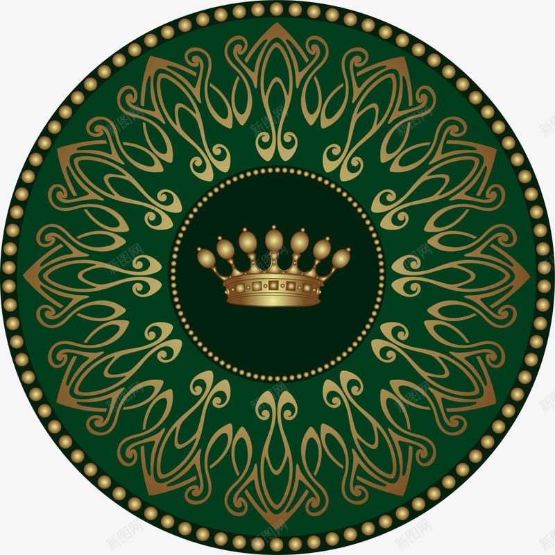 大气绿色圆形徽章png免抠素材_88icon https://88icon.com 圆形徽章 大气徽章 绿色徽章 金色皇冠 金色花纹 高贵皇冠