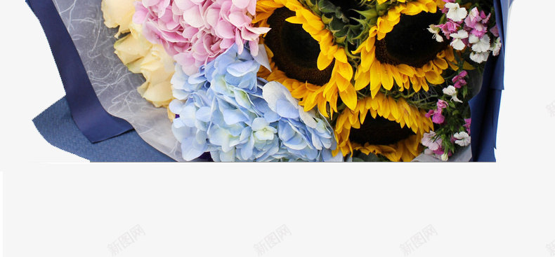 混搭绣球橙色玫瑰花束png免抠素材_88icon https://88icon.com 包装设计 搭配 橙色 玫瑰 绣球