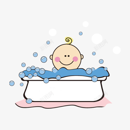 手绘洗澡的小孩png免抠素材_88icon https://88icon.com 手绘 手绘画 泡泡 洗澡
