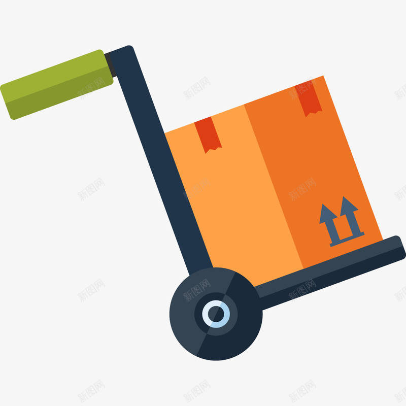 物流橙色推货车png免抠素材_88icon https://88icon.com 手推 推货车 橙色 物流
