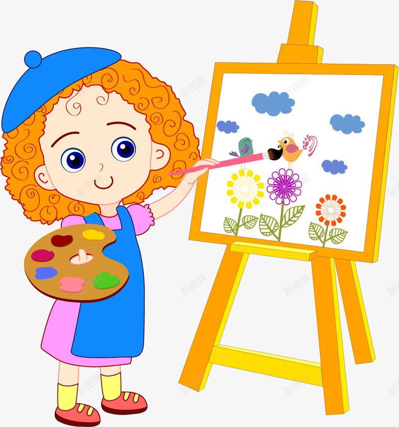 画油画的女孩png免抠素材_88icon https://88icon.com 兴趣爱好 油画 画画 矢量素材 艺术课
