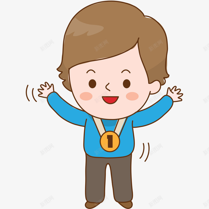 手绘戴奖牌的人png免抠素材_88icon https://88icon.com 免抠图 戴奖牌的人 手绘人物 抠图 插画 装饰画
