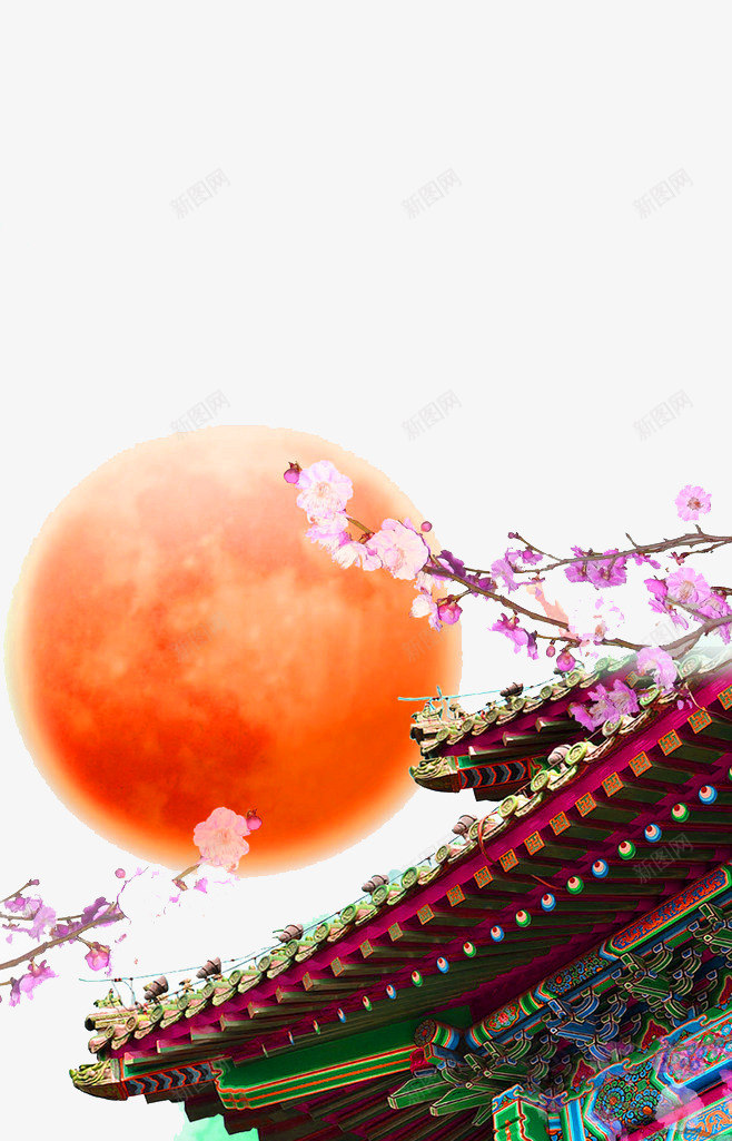 橙色清新屋檐花枝装饰图案png免抠素材_88icon https://88icon.com 免抠PNG 屋檐 橙色 清新 花枝 装饰图案