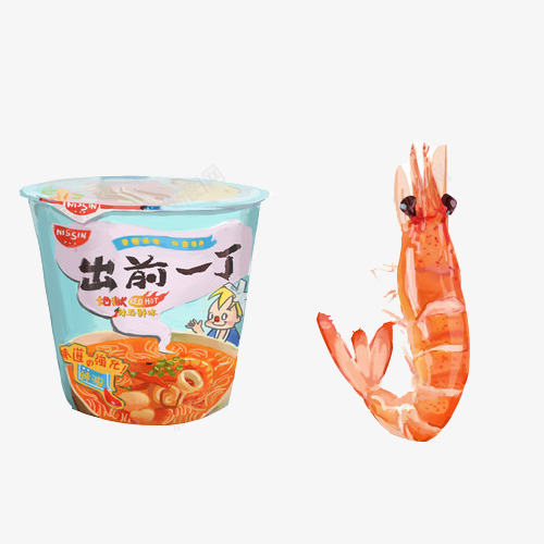 虾味泡面手绘画片png免抠素材_88icon https://88icon.com 方便面 泡面 色彩画 虾味 虾子 零食