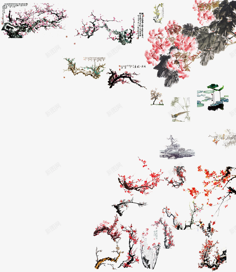 中国风树木合集psd免抠素材_88icon https://88icon.com PSD 古风 水墨