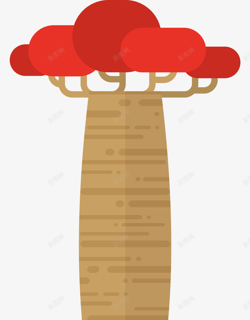 红色卡通扁平风格猴面包树矢量图eps免抠素材_88icon https://88icon.com 卡通 扁平风格 猴面包树 矢量树木 粗大 红色 红色树叶 矢量图