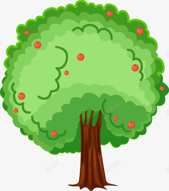 手绘彩色大树010png免抠素材_88icon https://88icon.com 大树 手绘 树木 植物