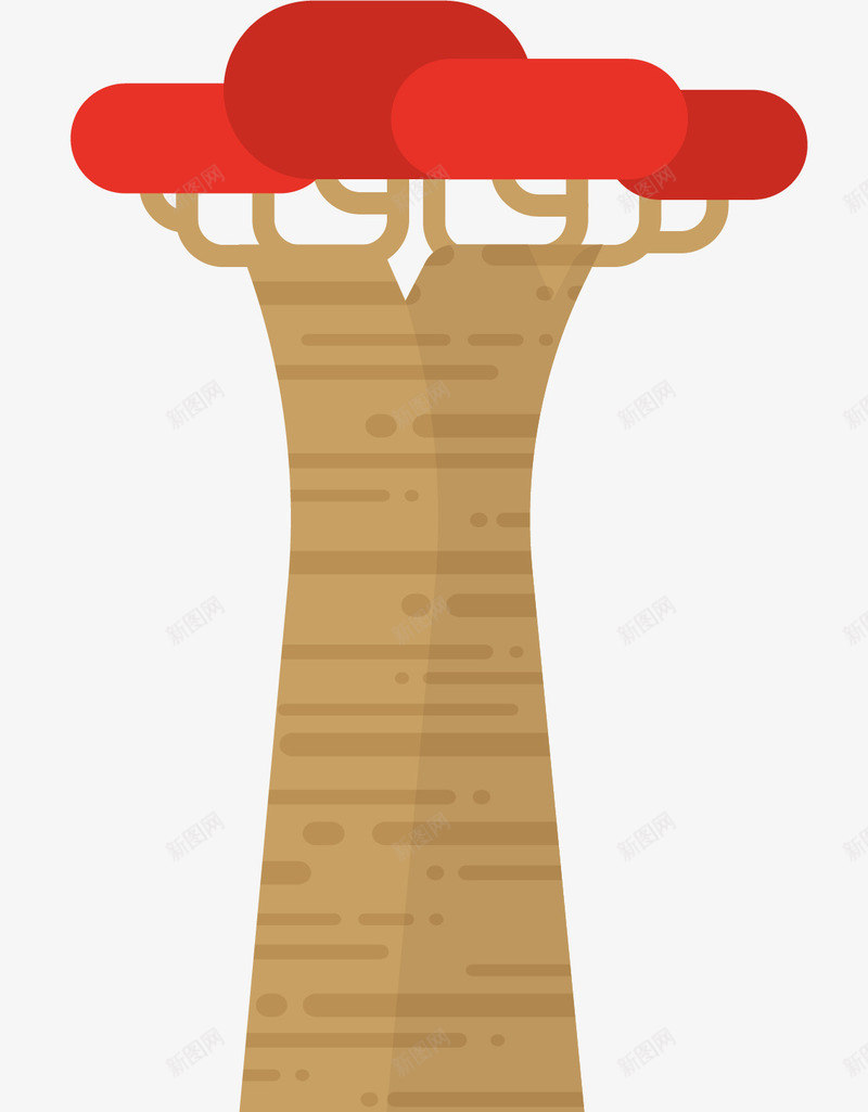 弧形卡通面包树png免抠素材_88icon https://88icon.com 卡通风格 弧形 猴面包树 矢量树木 粗大 非洲树