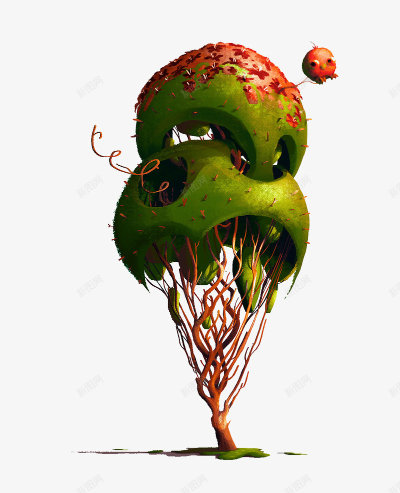 创意卡通蘑菇树png免抠素材_88icon https://88icon.com 创意插图 卡通蘑菇树 彩绘插画